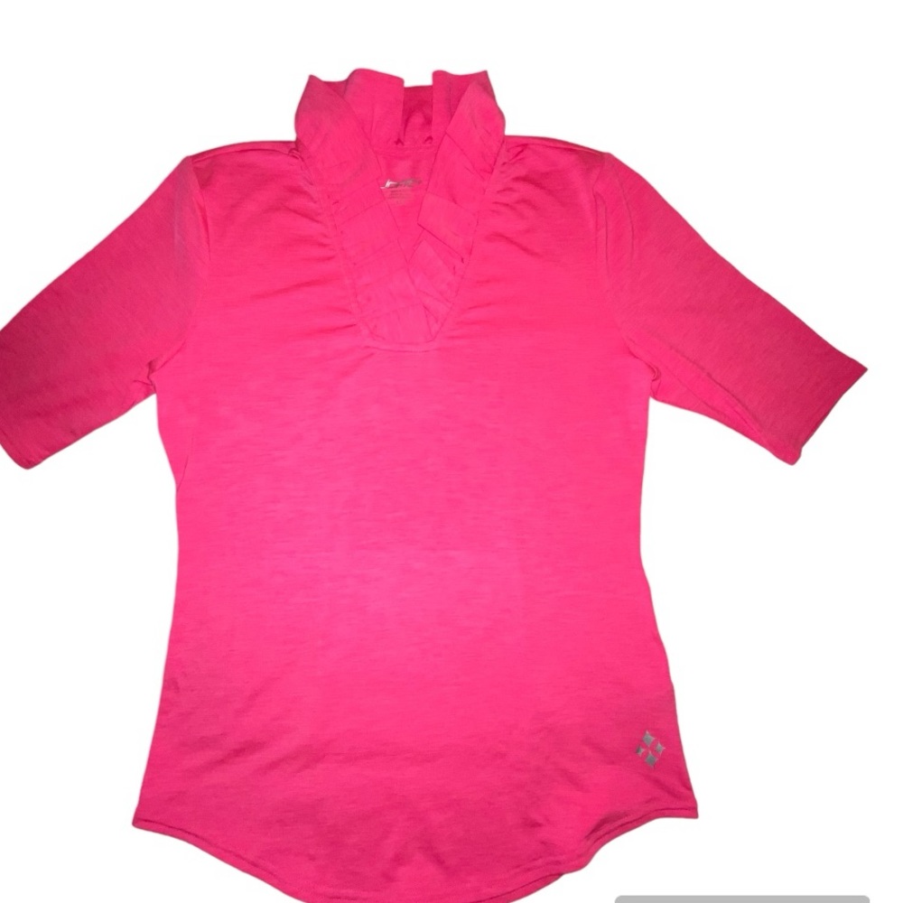 Jofit Millie 1/2 sleeve Ruffle collar Top Pink Sz XXS